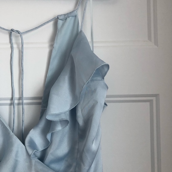 DYNAMITE Ruffled Hem Blue Dress - Picture 2 of 8